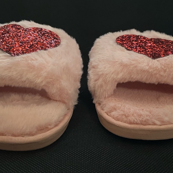 Pink Valentine’s fuzzy slippers. - Picture 5 of 10